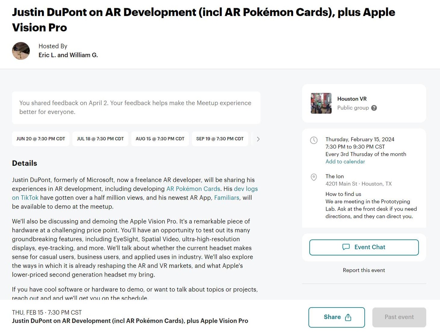 Developer Talk at Houston Ion